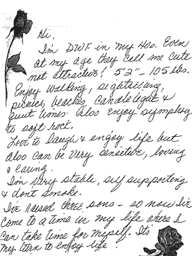 Photograph of Handwriting Sample from Female in her Late Forties
